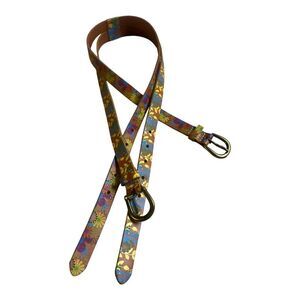 Linea Pelle genuine leather belt double style floral